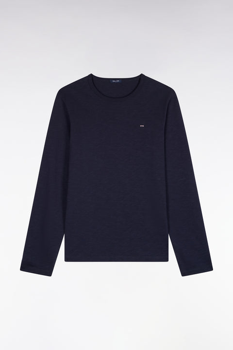 T-shirt manches longues en coton marine coupe ajustée - Image 2
