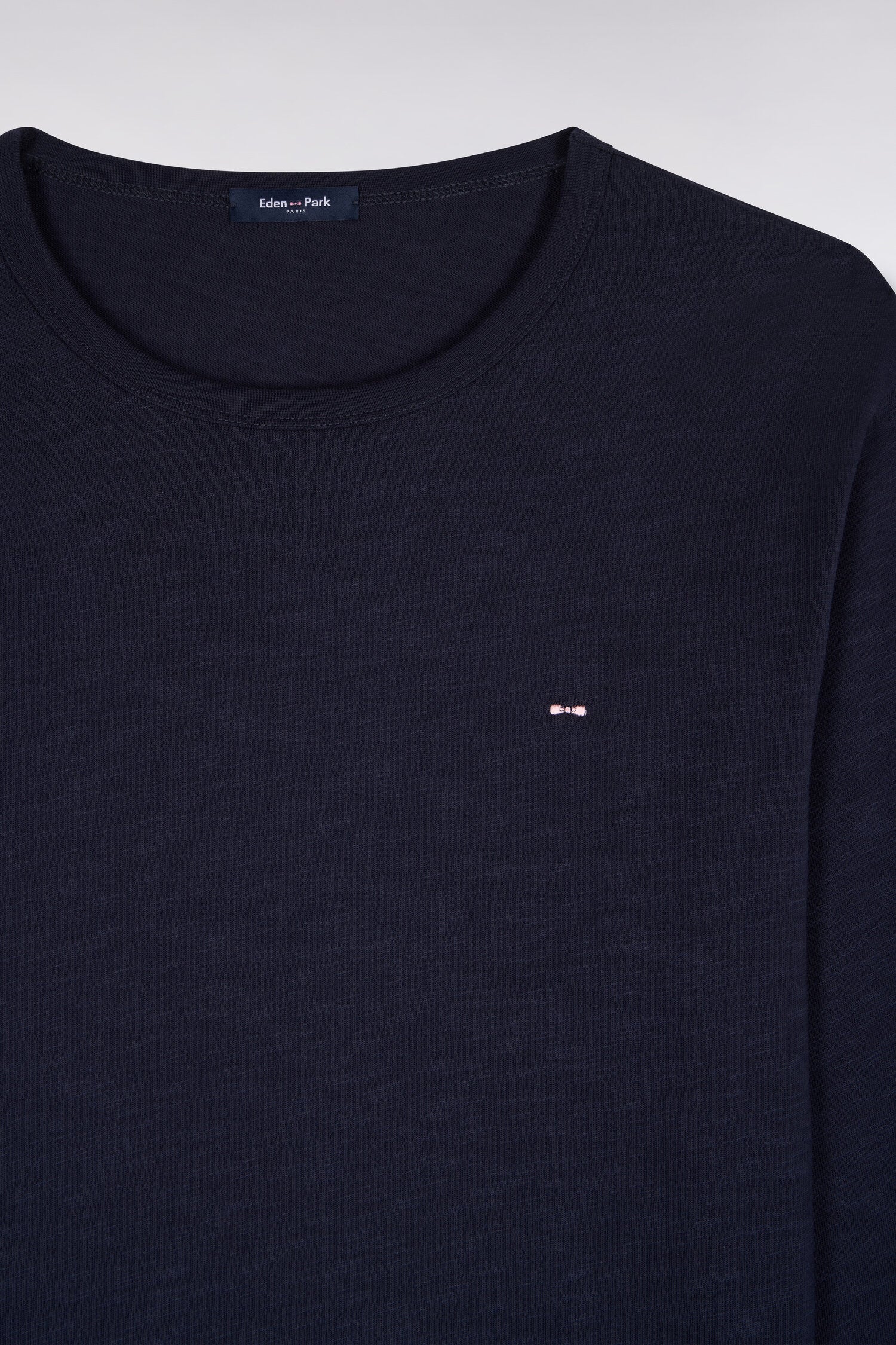 T-shirt manches longues en coton marine coupe ajustée