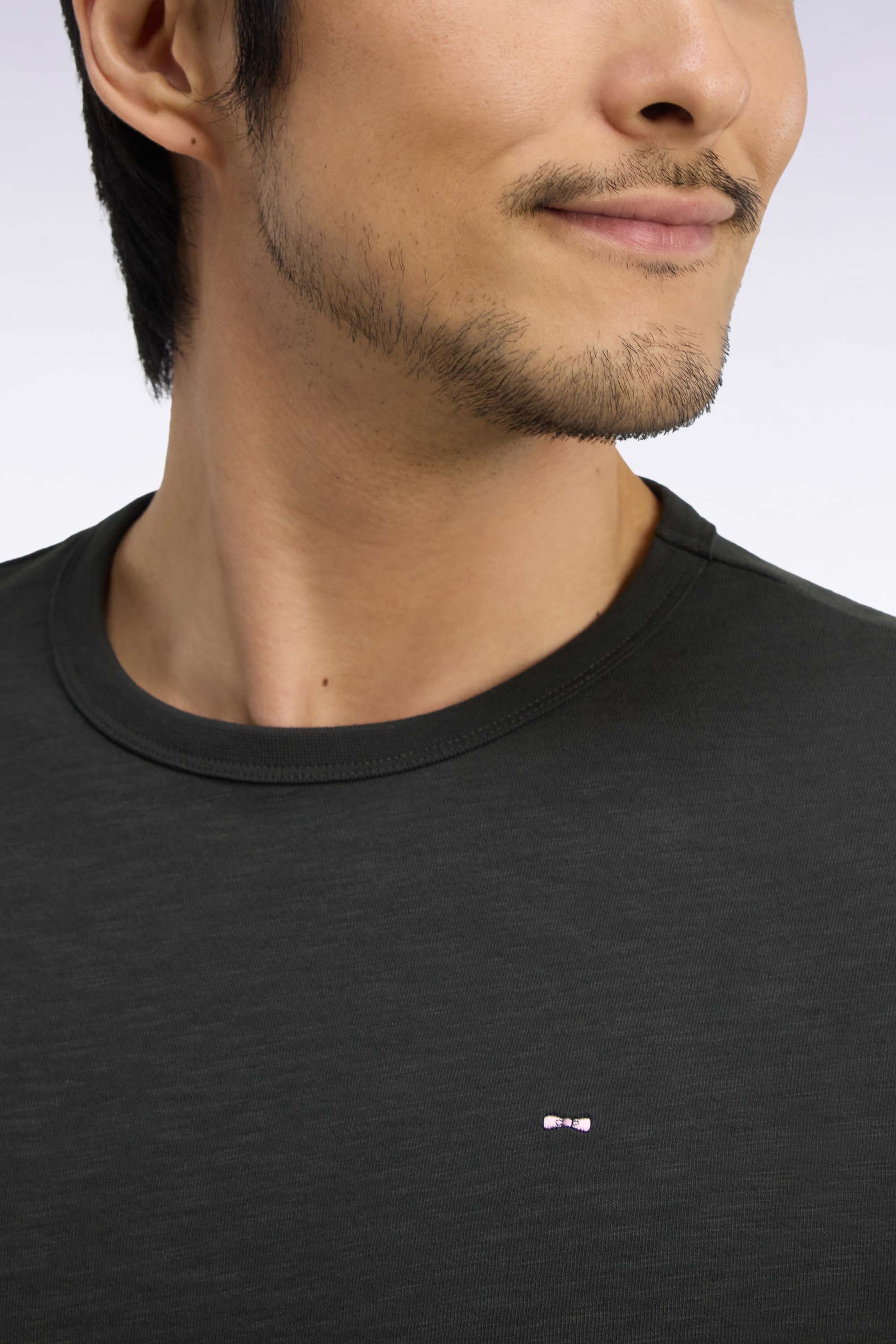 T-Shirt lange Ärmel aus Baumwolle Khaki schmale Passform