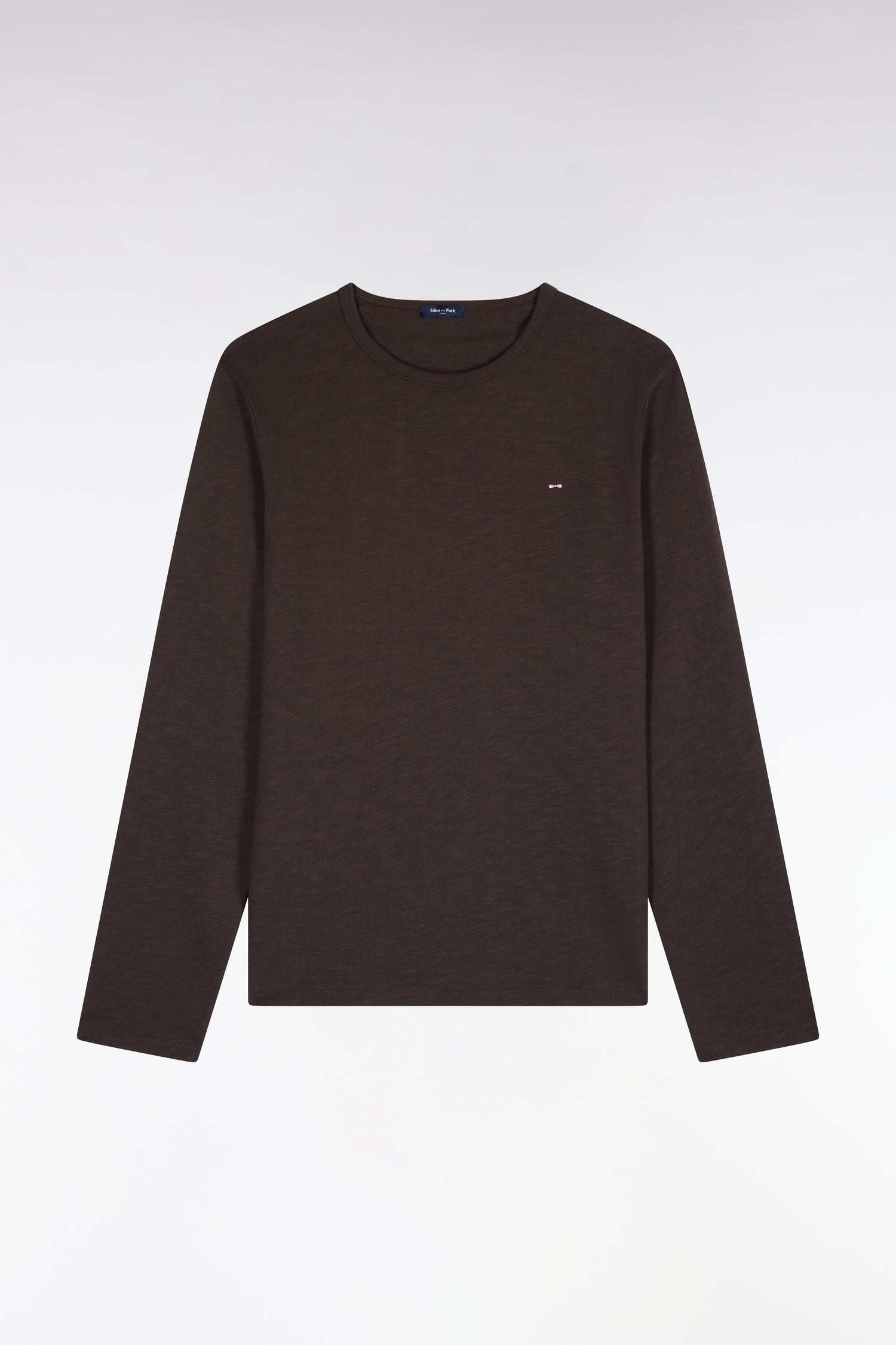 T-shirt manches longues en coton marron coupe ajustée