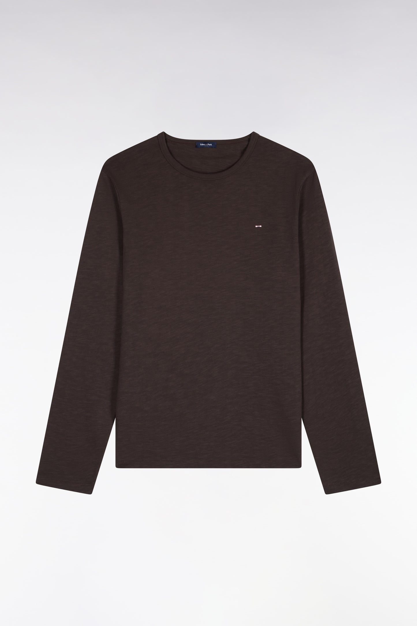 T-shirt manches longues en coton marron coupe ajustée
