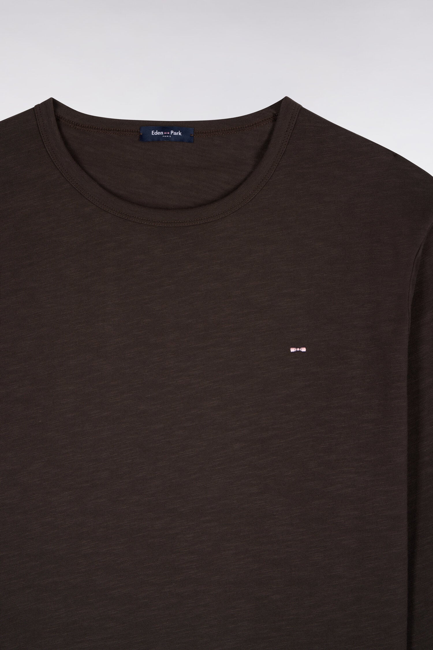 T-shirt manches longues en coton marron coupe ajustée