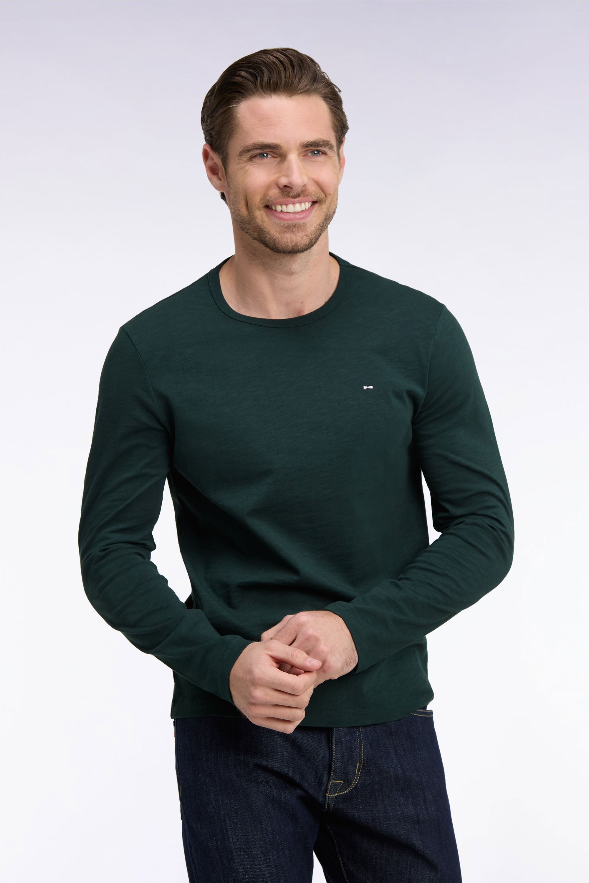 polo de manga corta en algodón verde foncé corte Regular