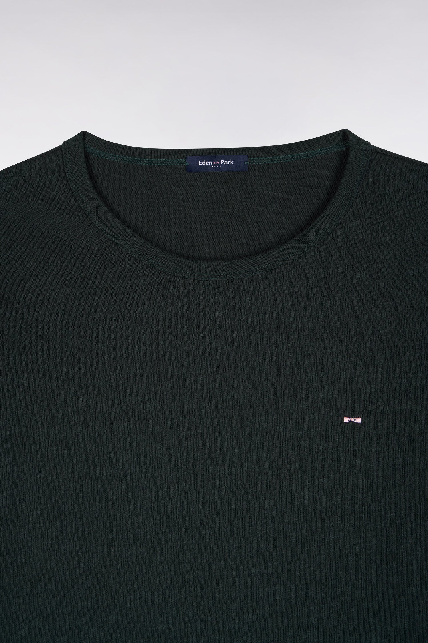T-shirt manches longues en coton vert foncé coupe ajustée
