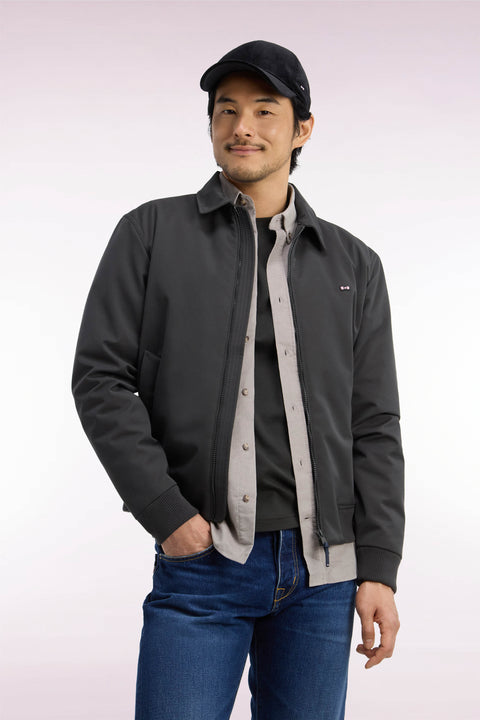 Blouson en nylon kaki à bords-côtes coupe droite - Image 3
