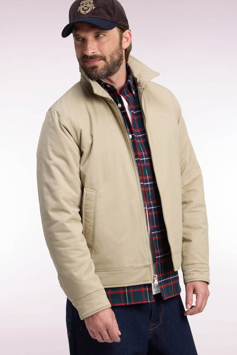 Blouson en coton stretch beige coupe droite - Image 1