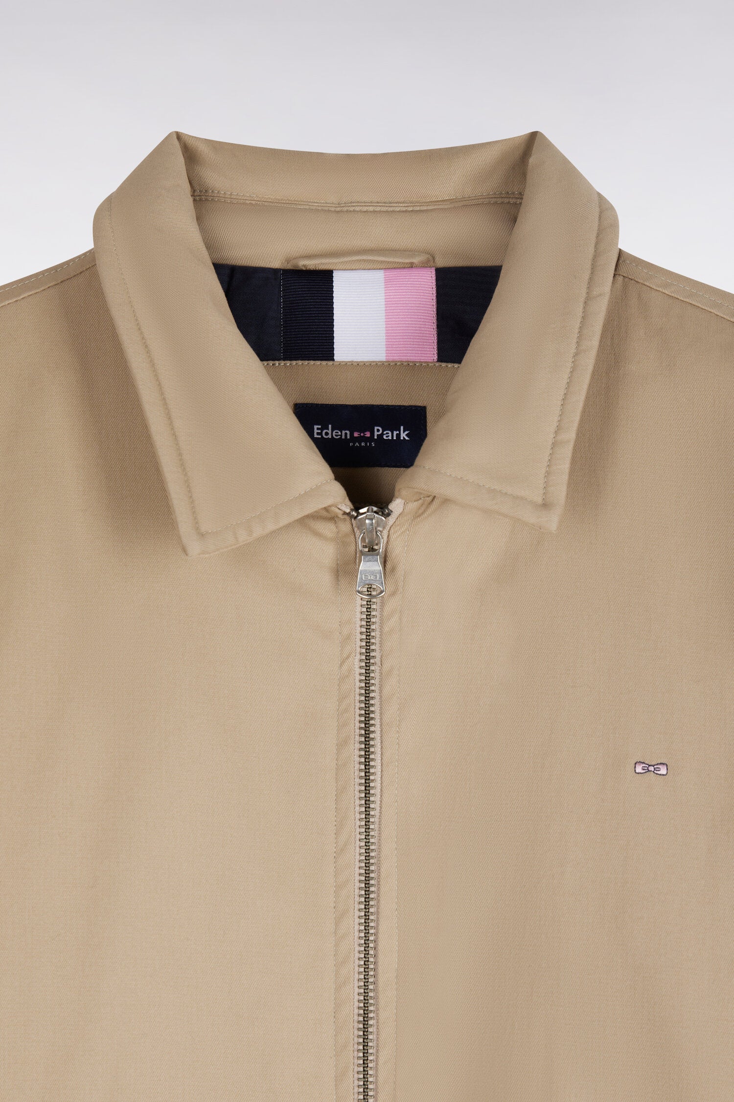 Blouson en coton stretch beige coupe droite