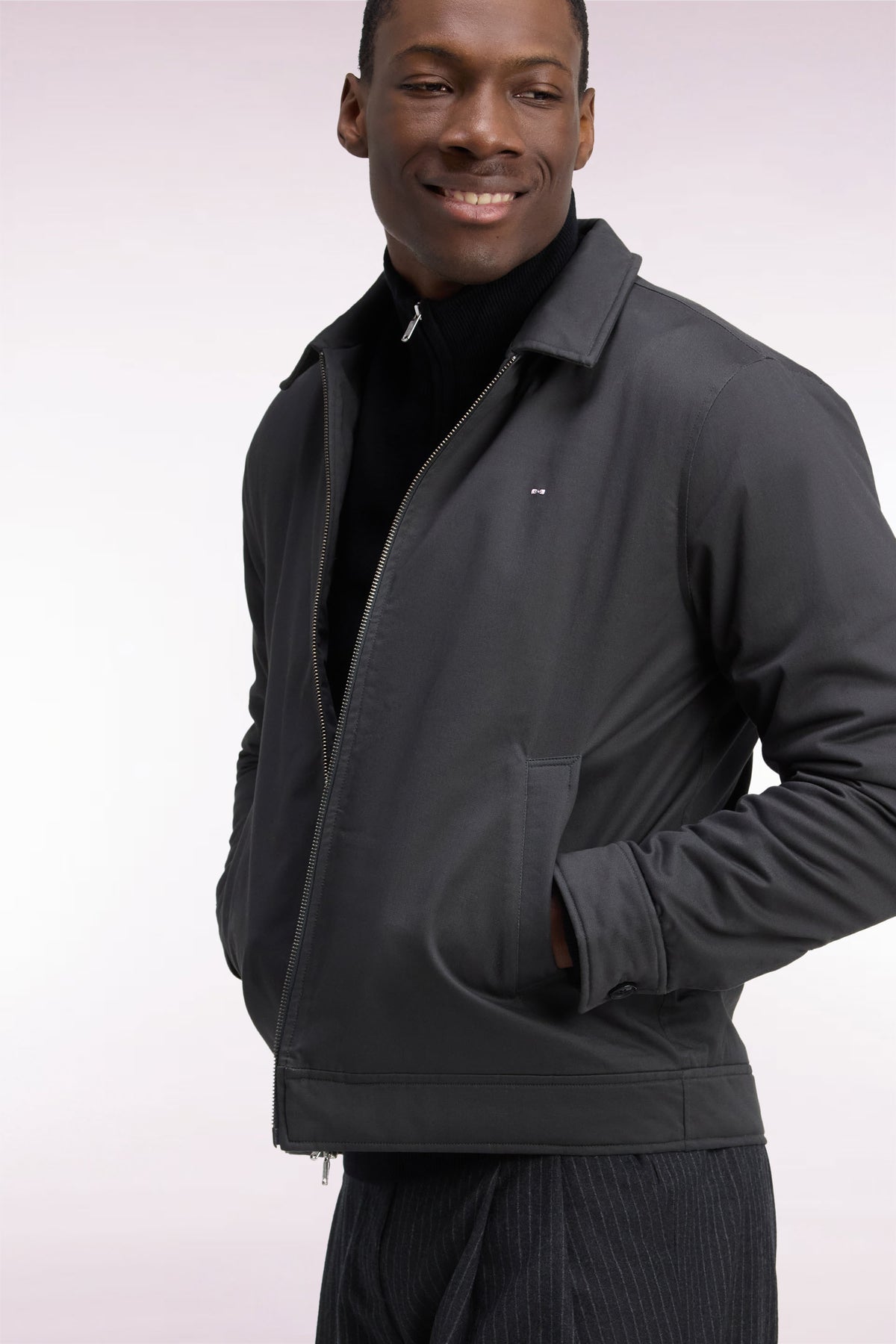 Blouson en coton stretch kaki coupe droite