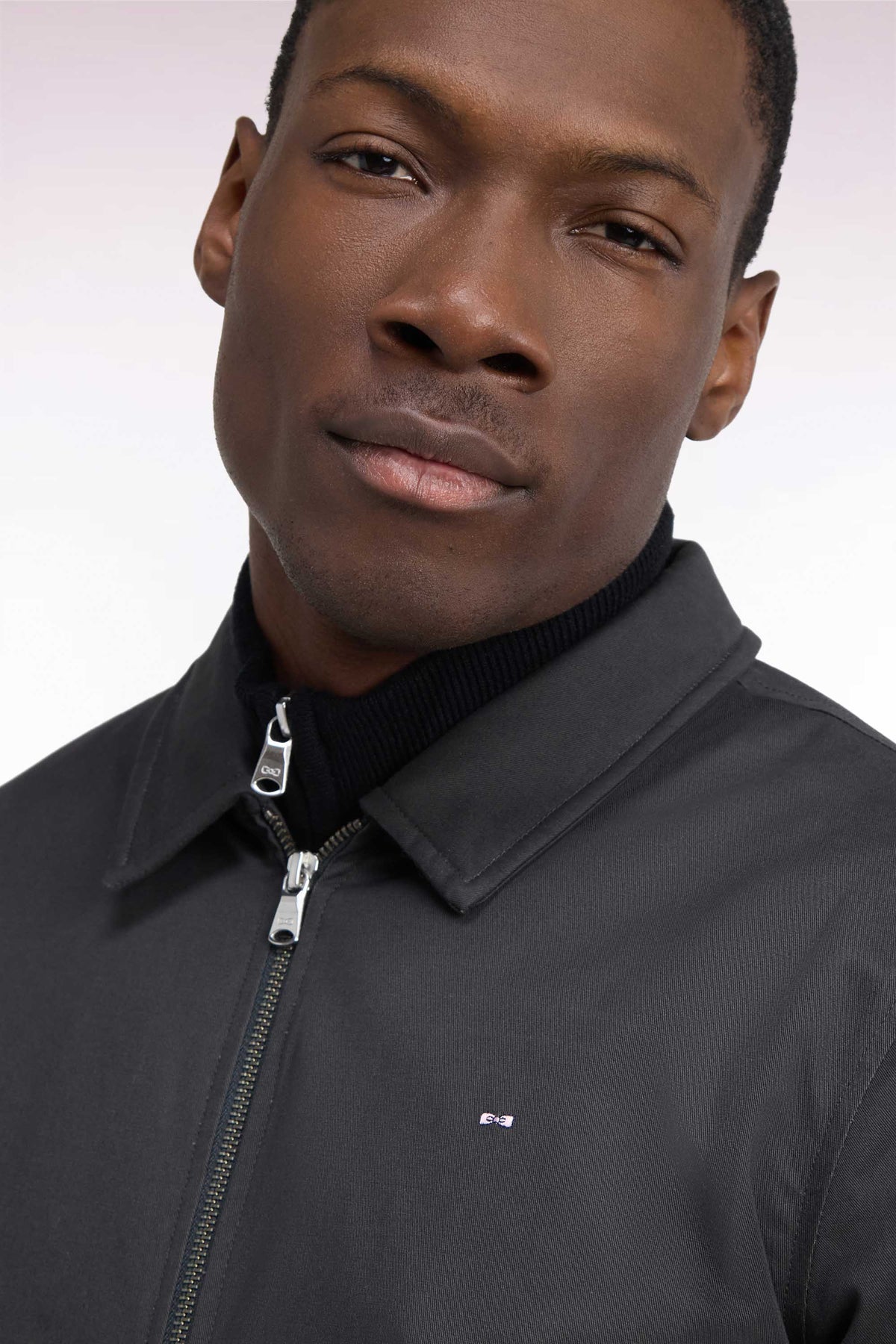 Blouson en coton stretch kaki coupe droite