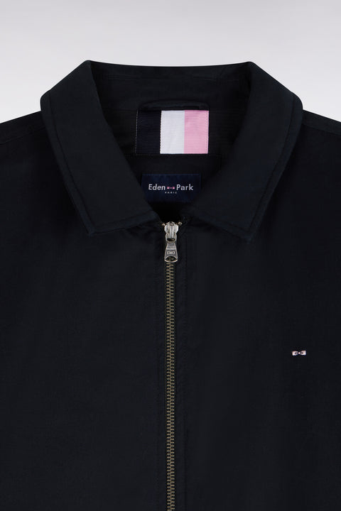 Blouson en coton stretch noir coupe droite - Image 2