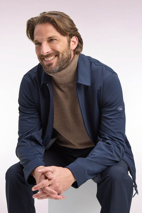 Navy technical nylon golf jacket - Image 1