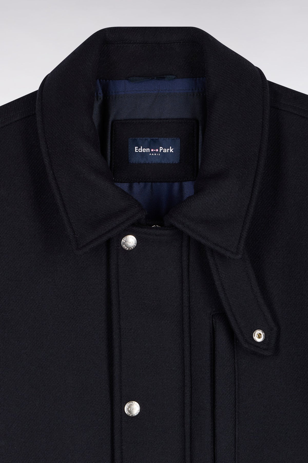 Parka courte en flanelle marine coupe droite