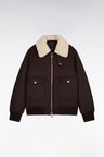 Blouson en maille marron à col shearling
