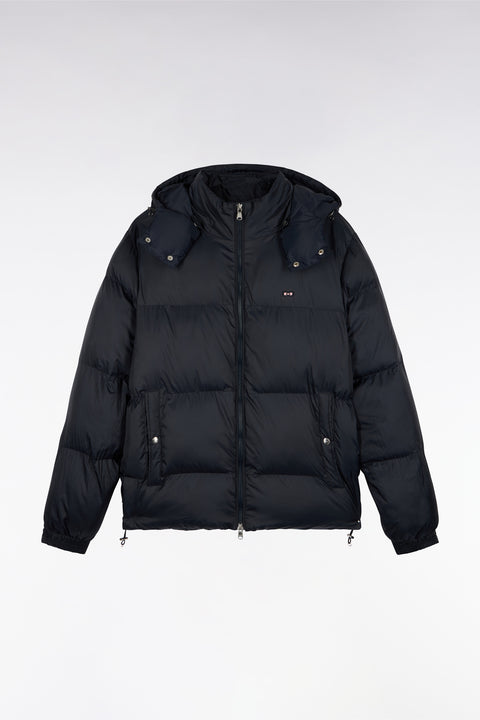 Doudoune en nylon marine à capuche amovible - Image 2