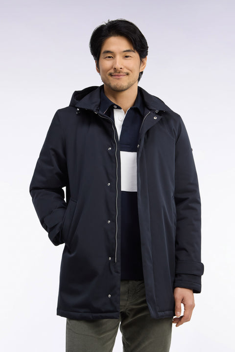 Imperméable en nylon noir à capuche amovible - Image 3