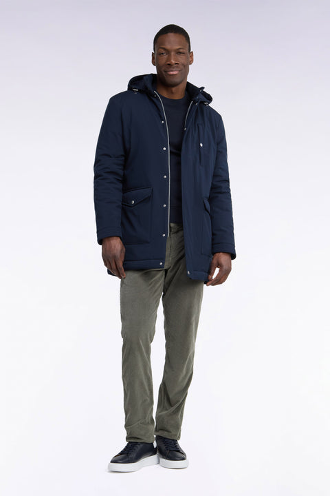 Navy brushed nylon parka - Image 3