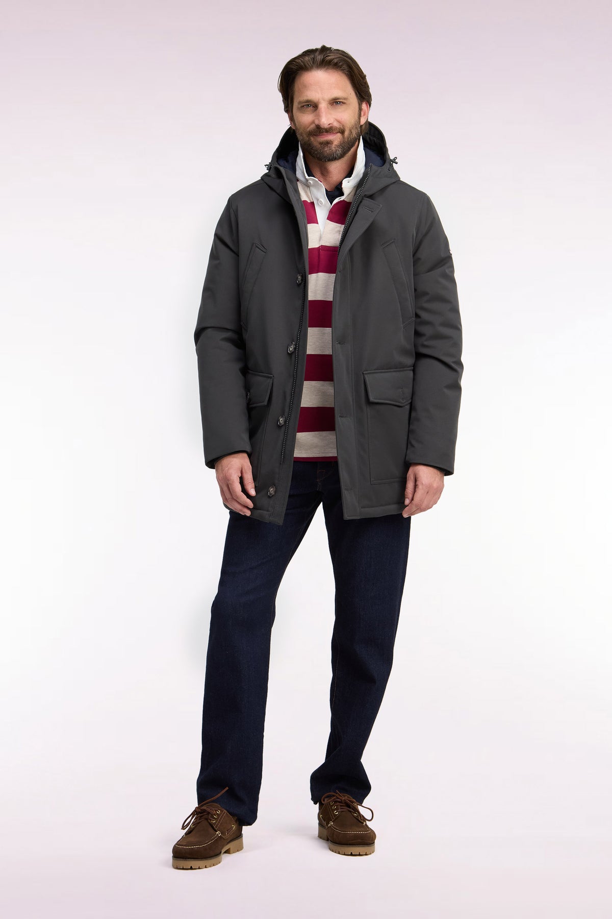 Parka boutonnée kaki