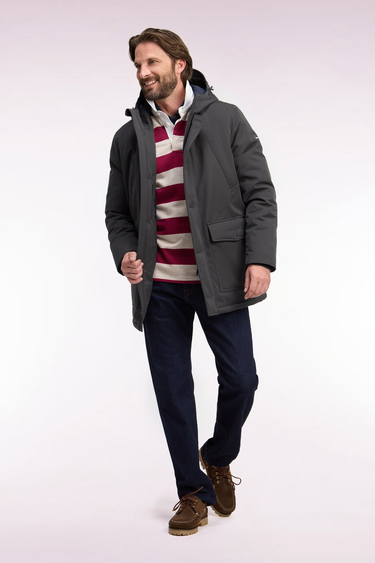 Parka boutonnée kaki