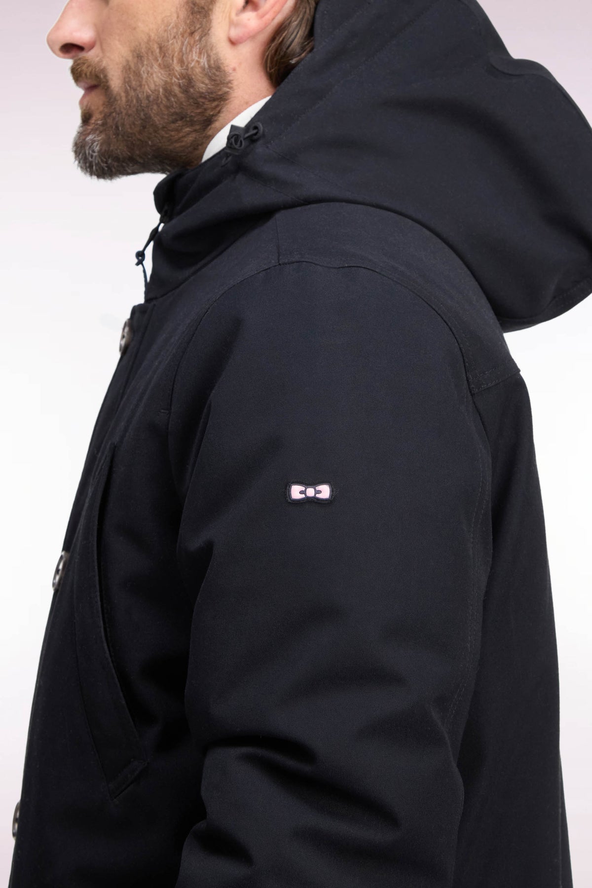 Parka boutonnée noire