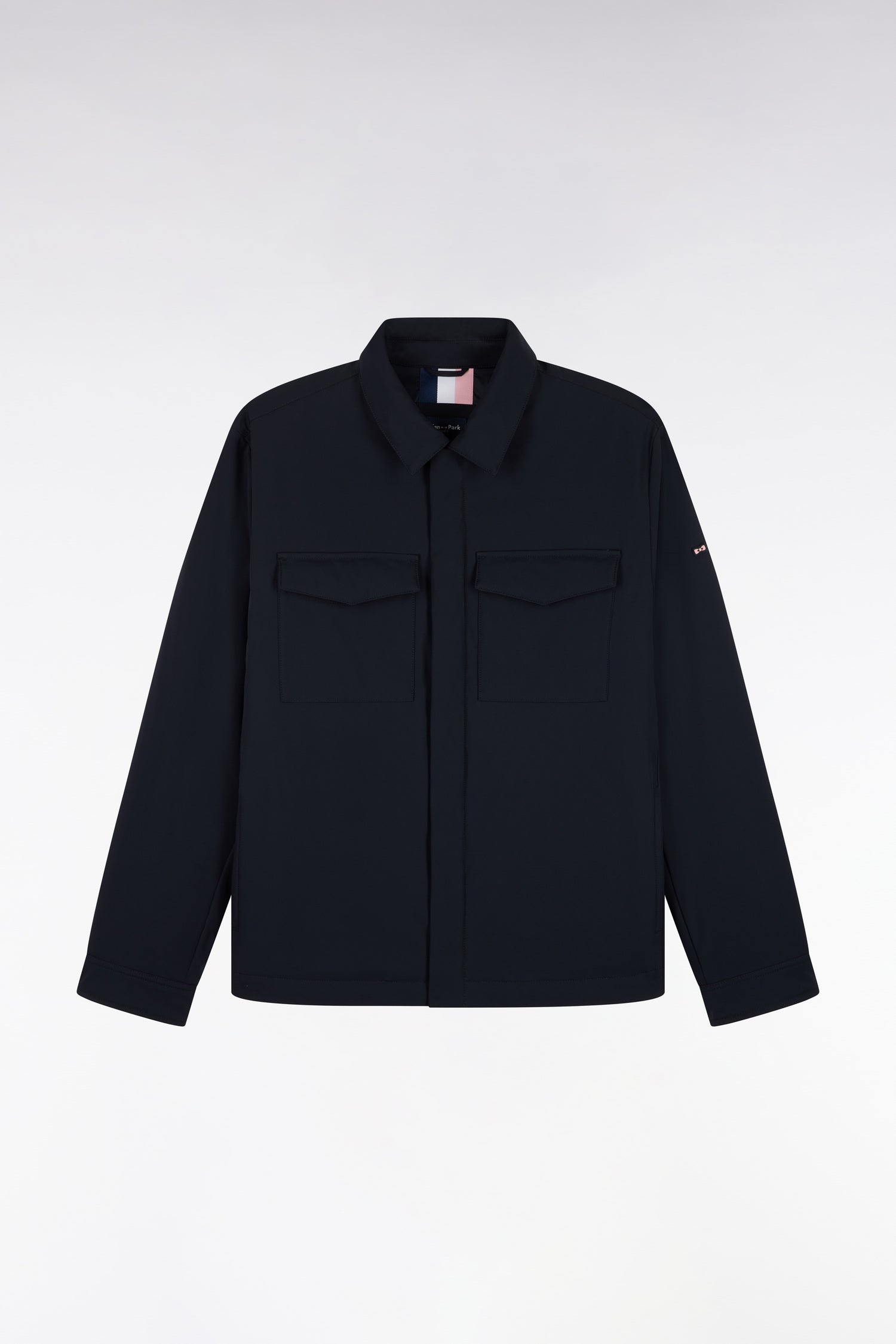 Surchemise en nylon stretch marine coupe droite