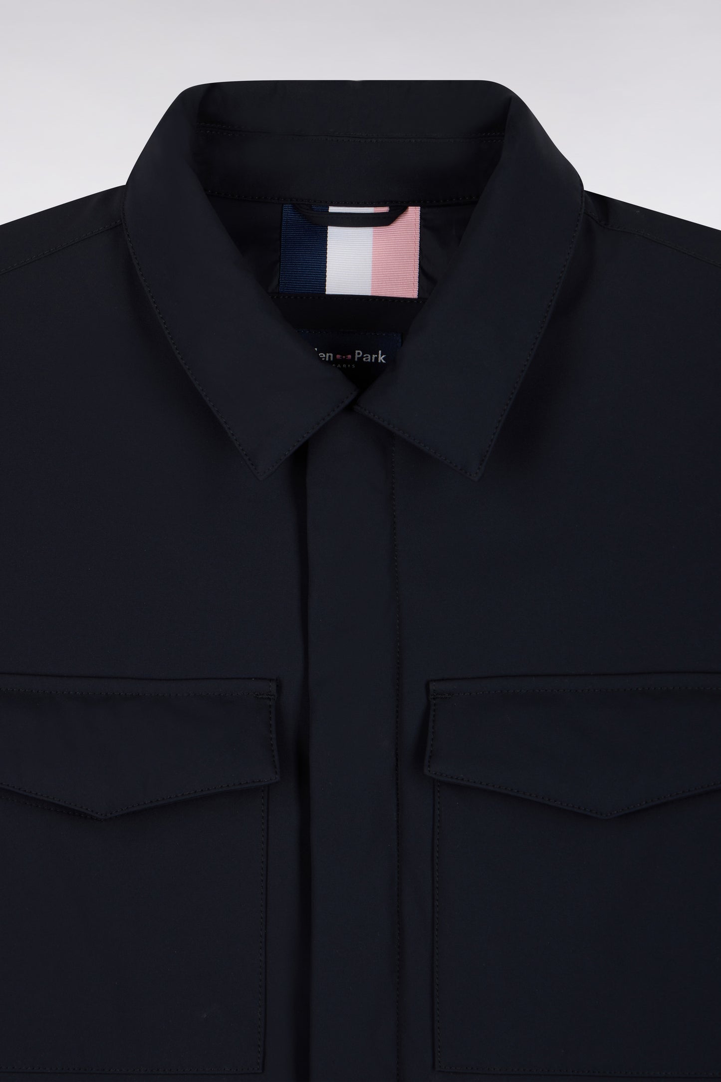 Surchemise en nylon stretch marine coupe droite