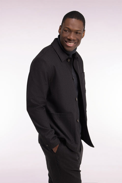 Surchemise en flanelle marron coupe droite - Image 1