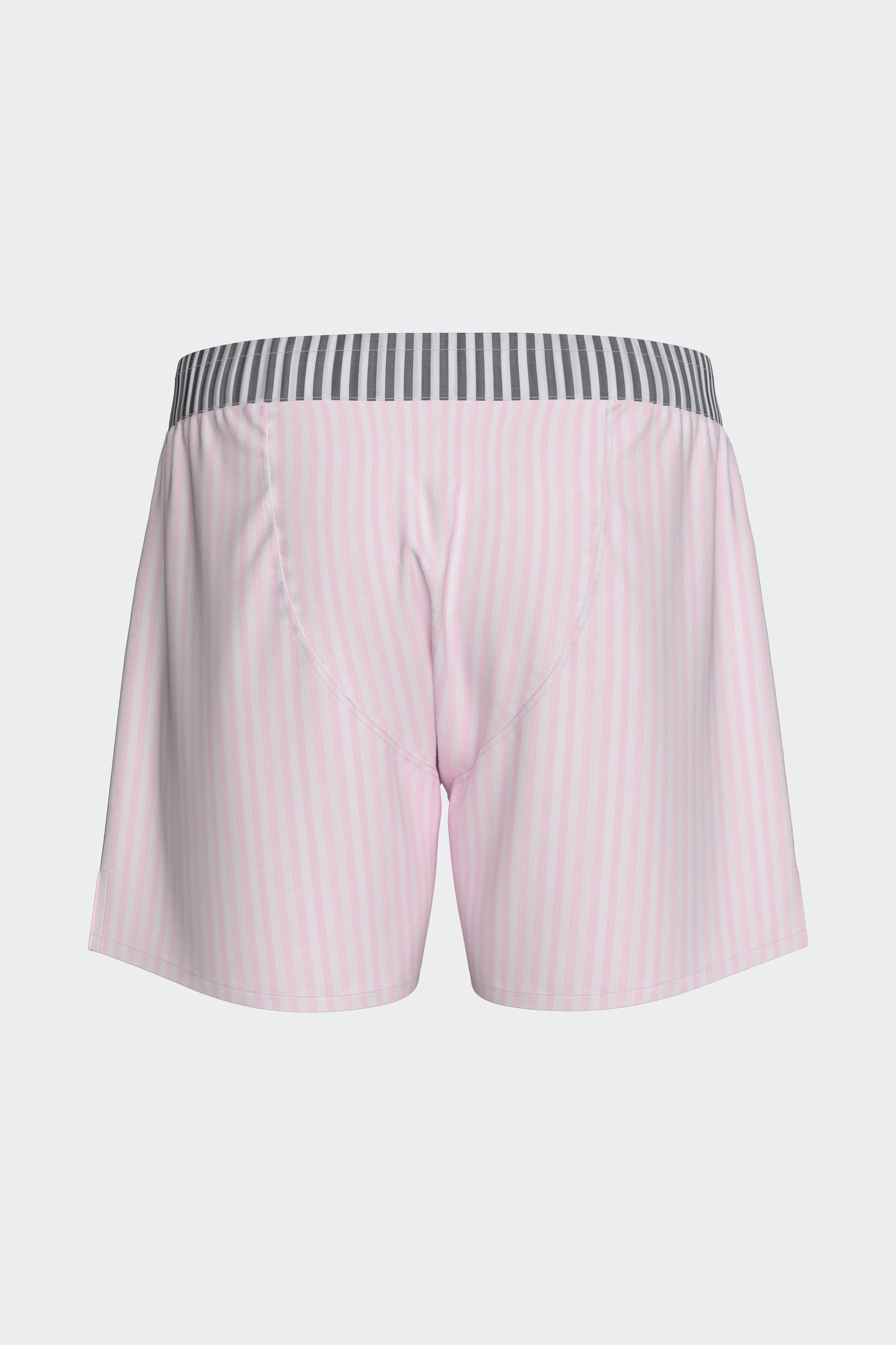 Caleçon en popeline de coton bicolore rayée marine et rose