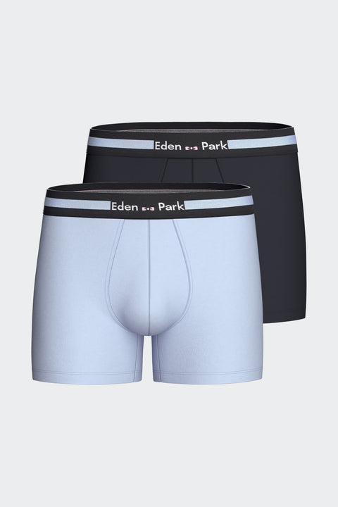 Lot de 2 boxers en jersey de coton stretch marine et ciel - Image 1