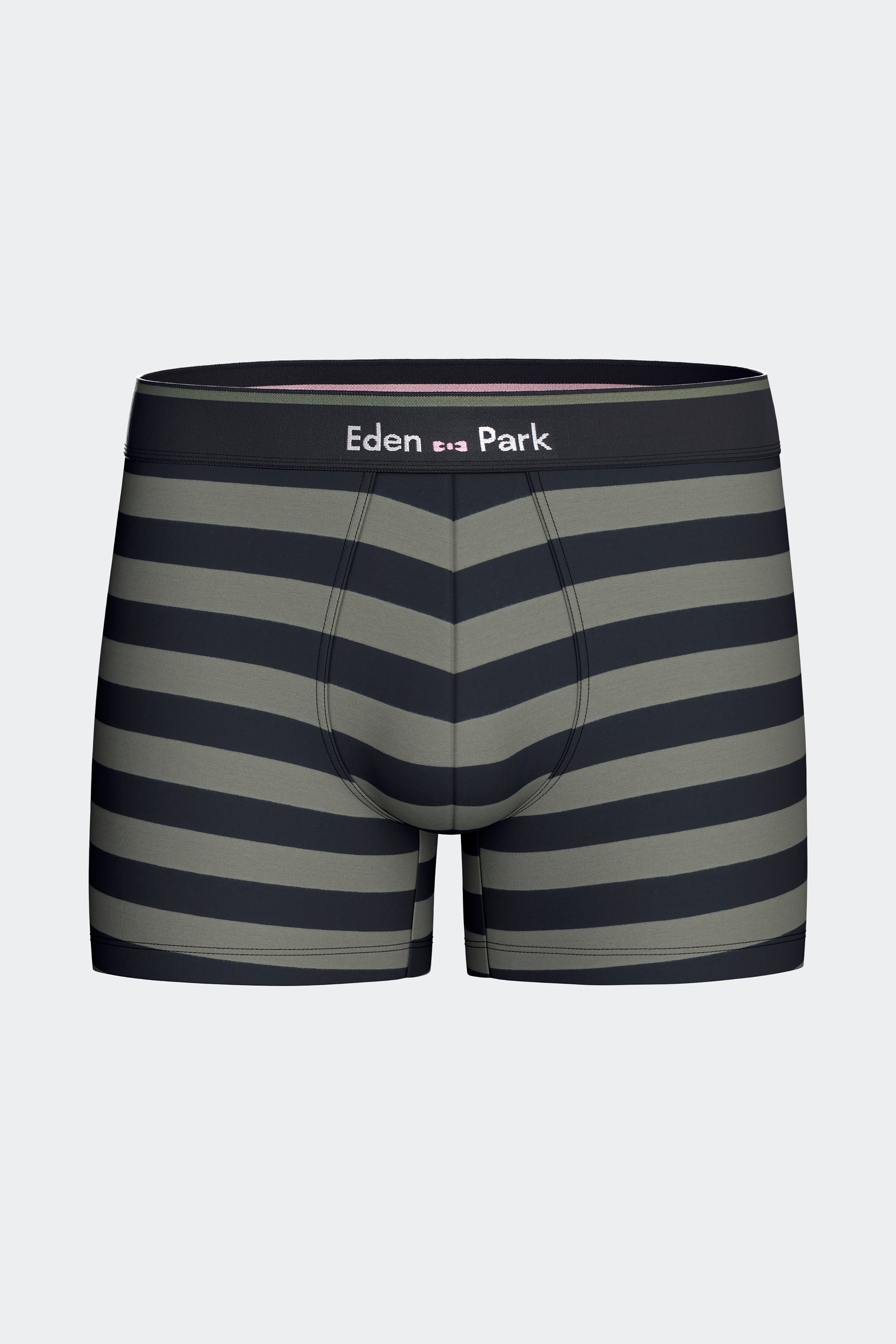 Lot de 2 boxers en jersey de coton stretch unis et rayés marine et kaki