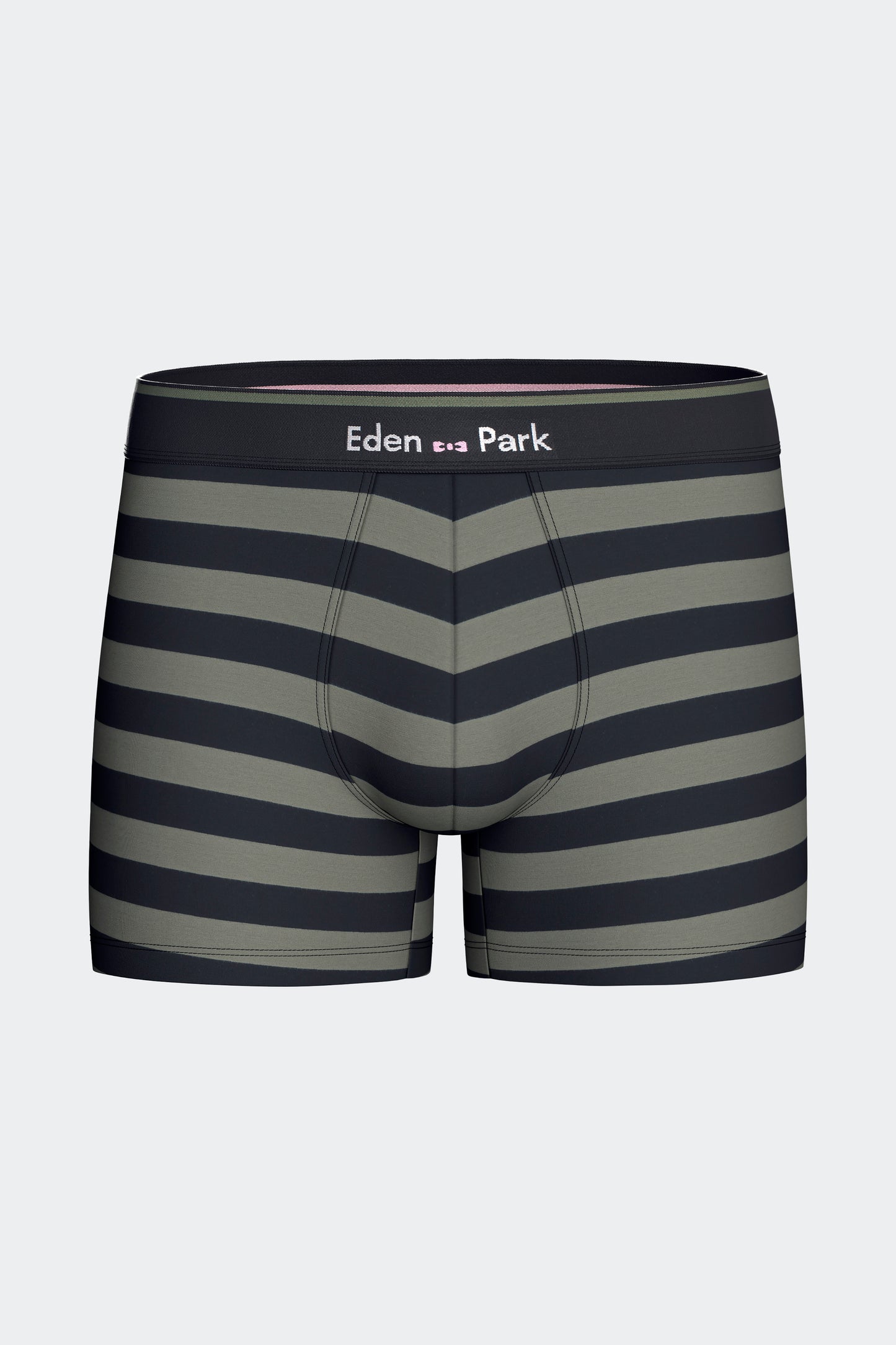 Lot de 2 boxers en jersey de coton stretch unis et rayés marine et kaki