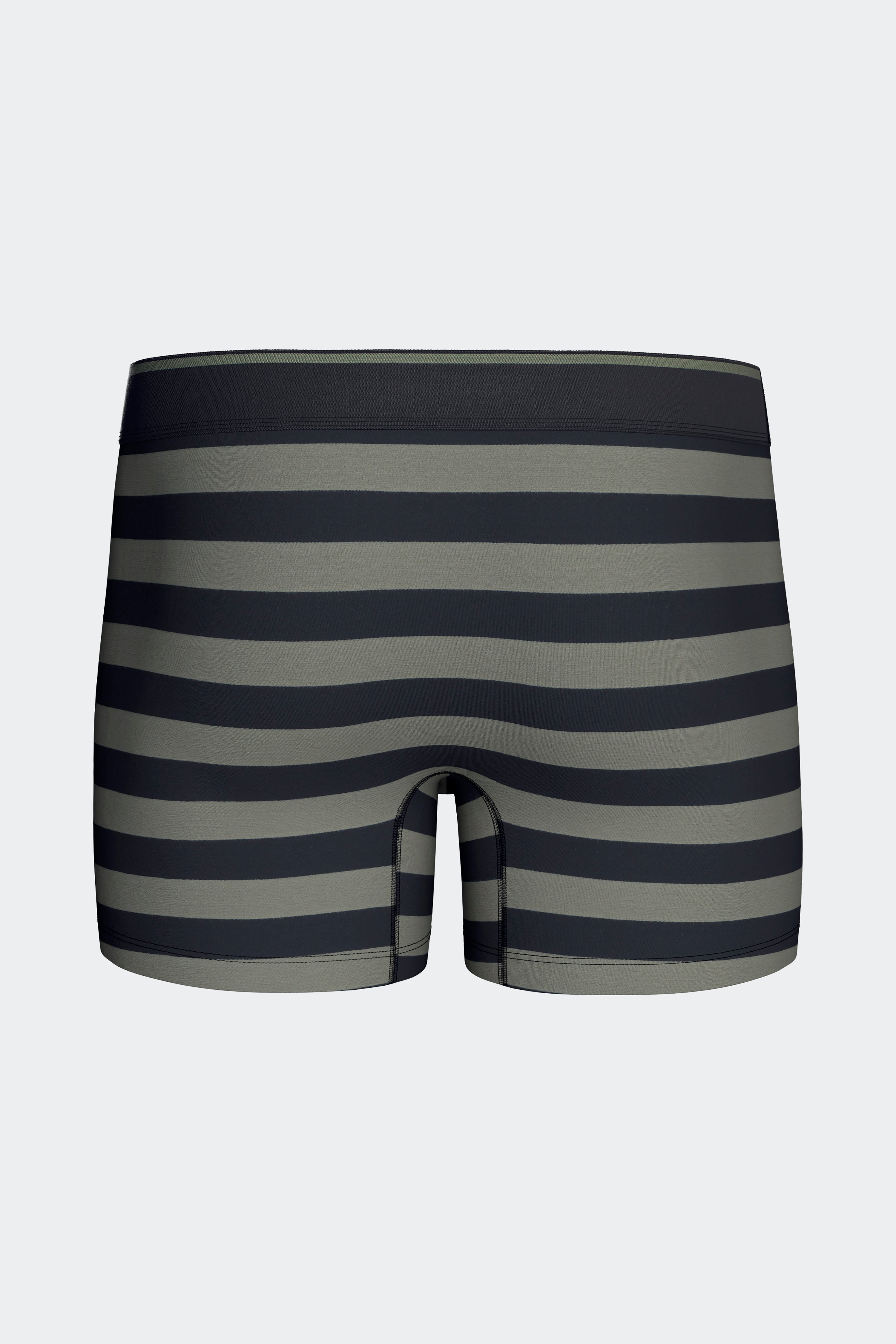 Lot de 2 boxers en jersey de coton stretch unis et rayés marine et kaki