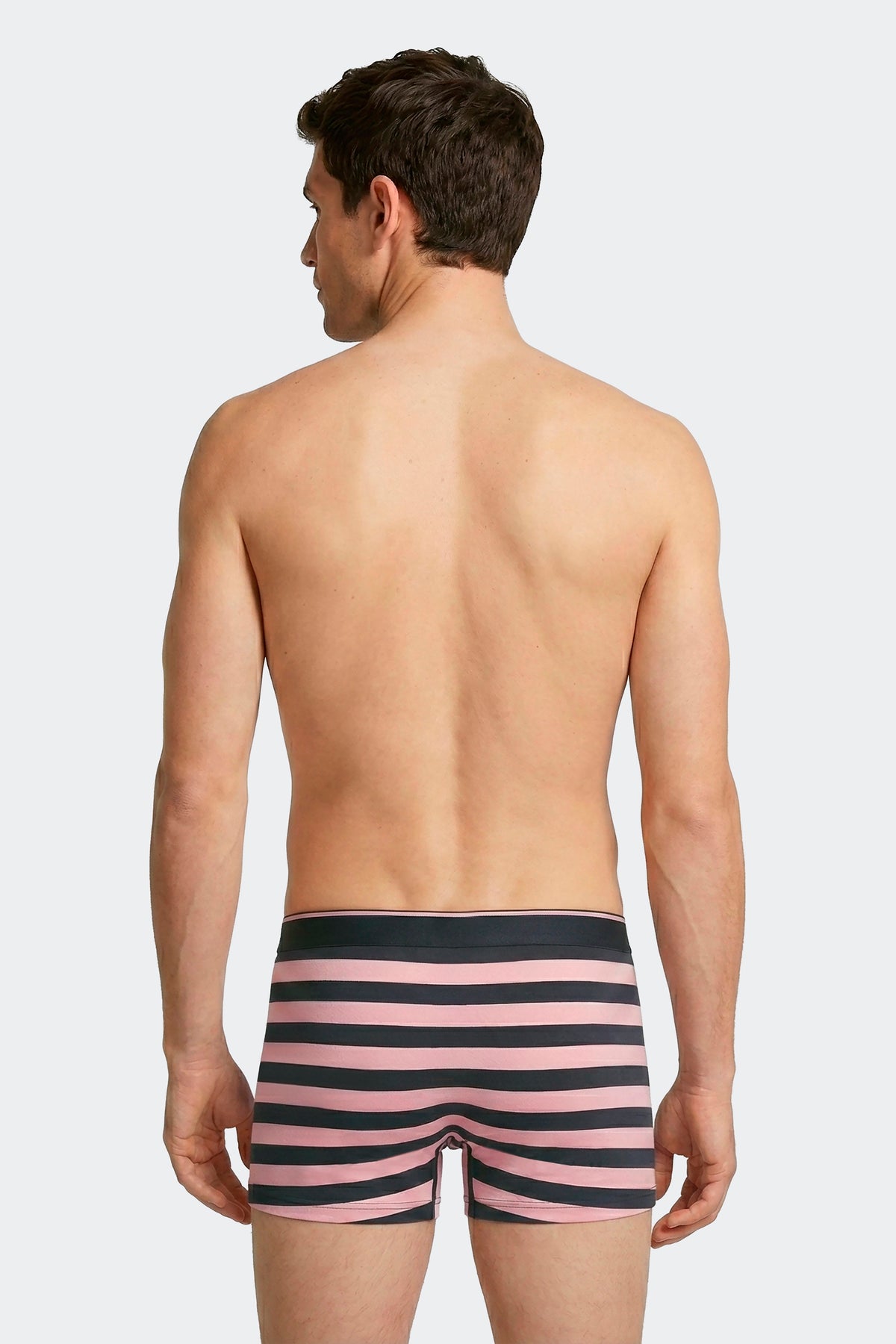 Lot de 2 boxers en jersey de coton stretch unis et rayés marine et rose