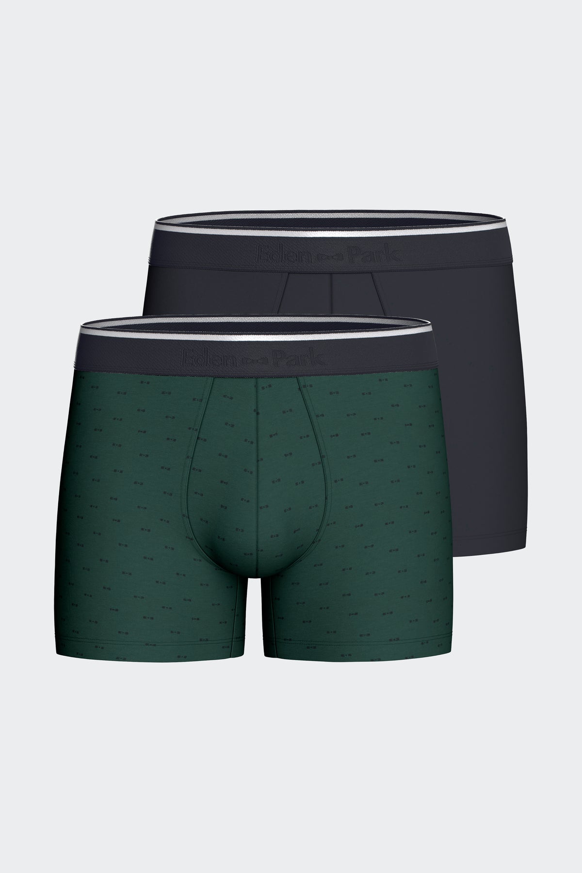 Lot de 2 boxers en jersey de coton stretch unis et imprimés vert