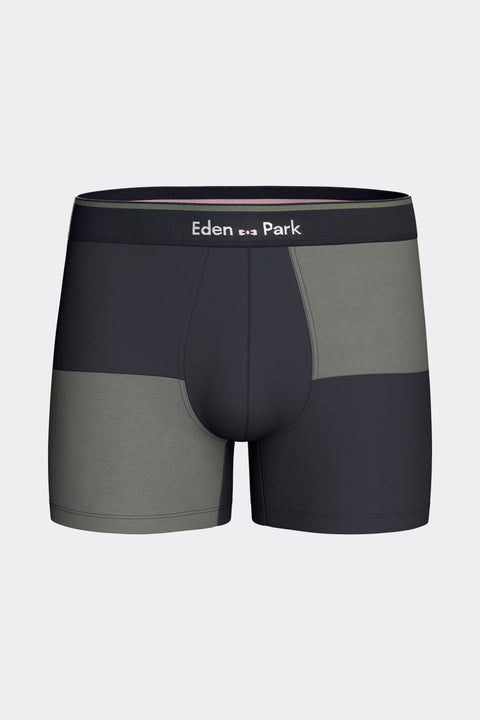 Lot de 2 boxers en jersey de coton stretch unis et damiers marine et kaki - Image 3