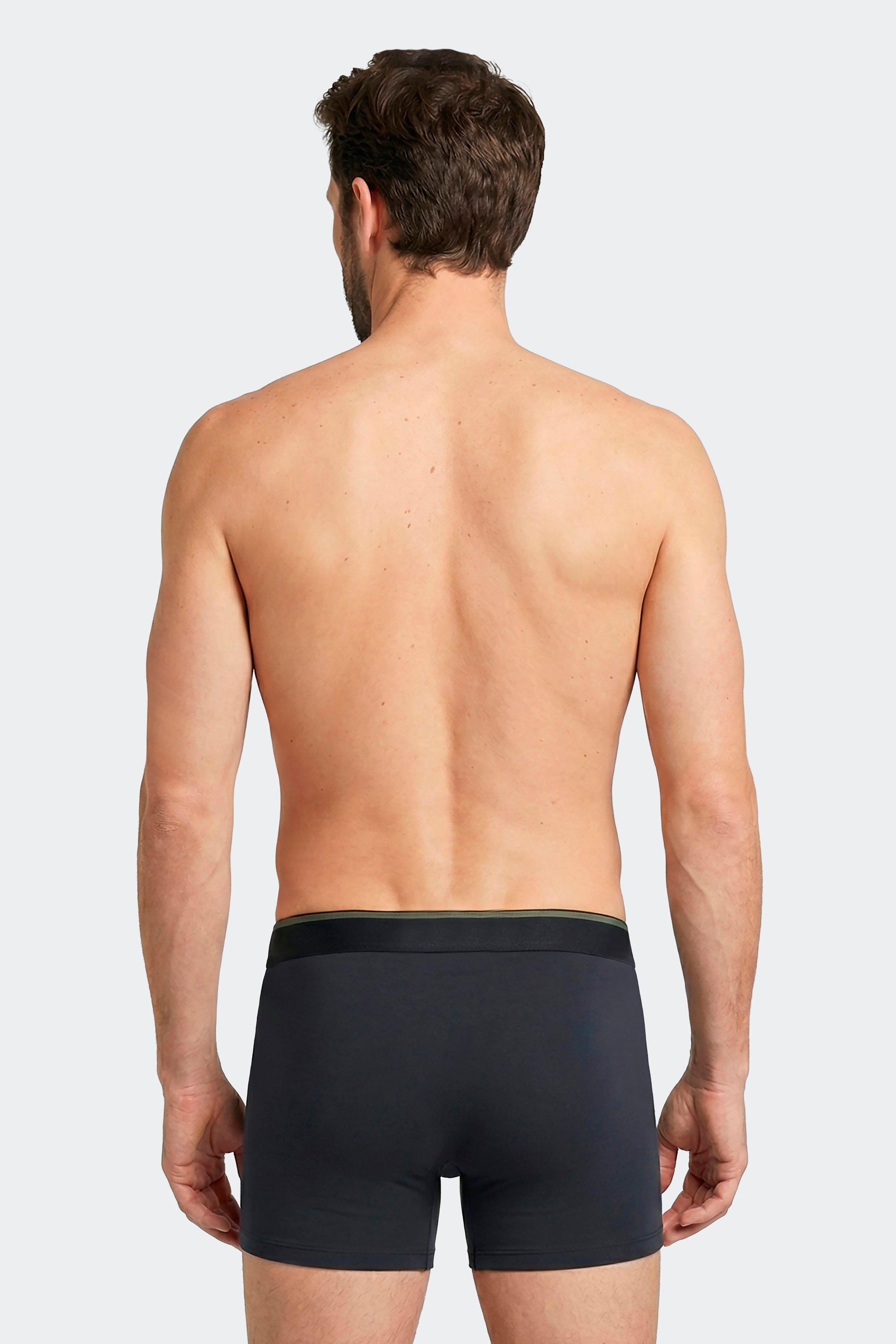Lot de 2 boxers en jersey de coton stretch unis et damiers marine et kaki