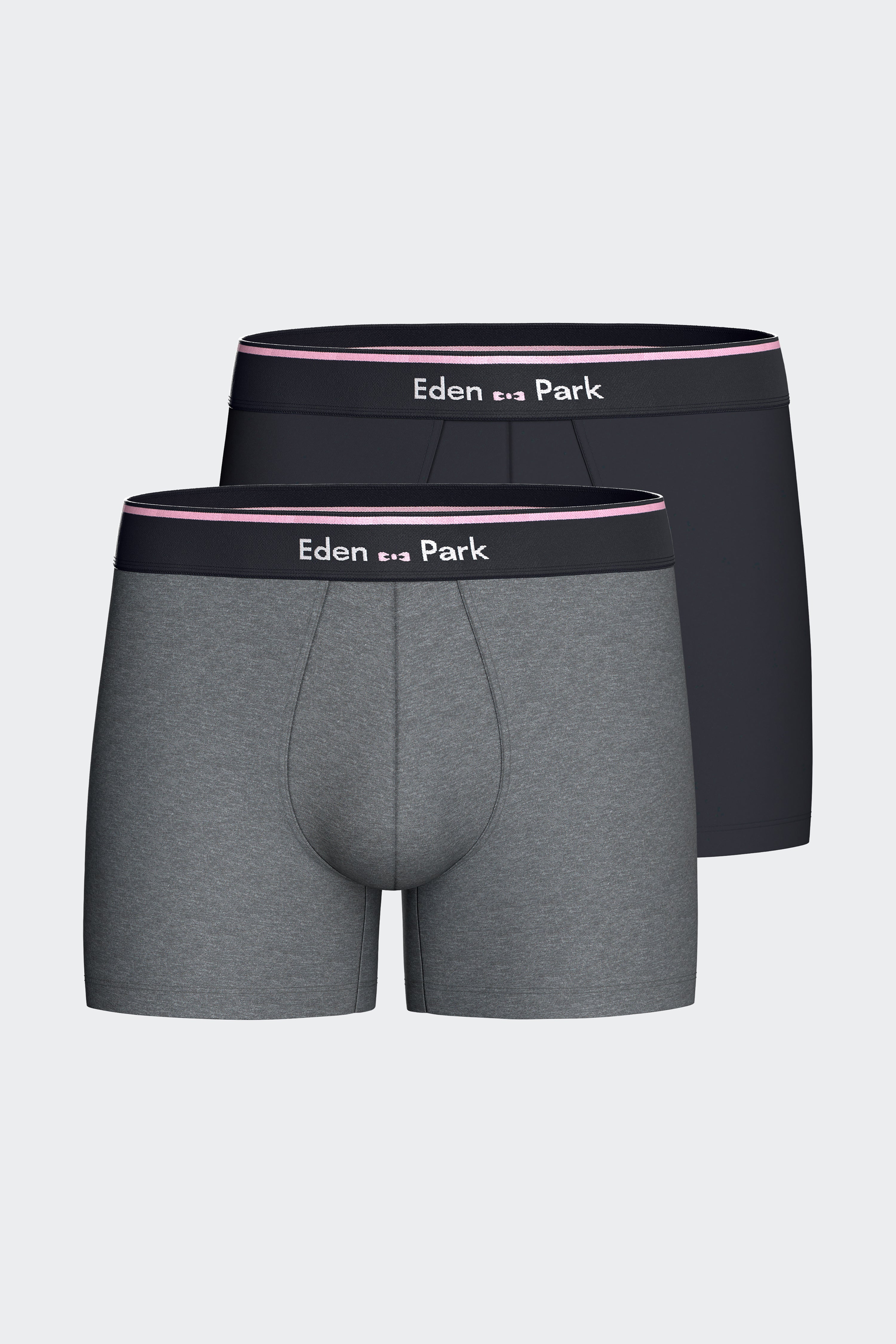 set of two boxers in cotton jersey stretch navy and grey 2