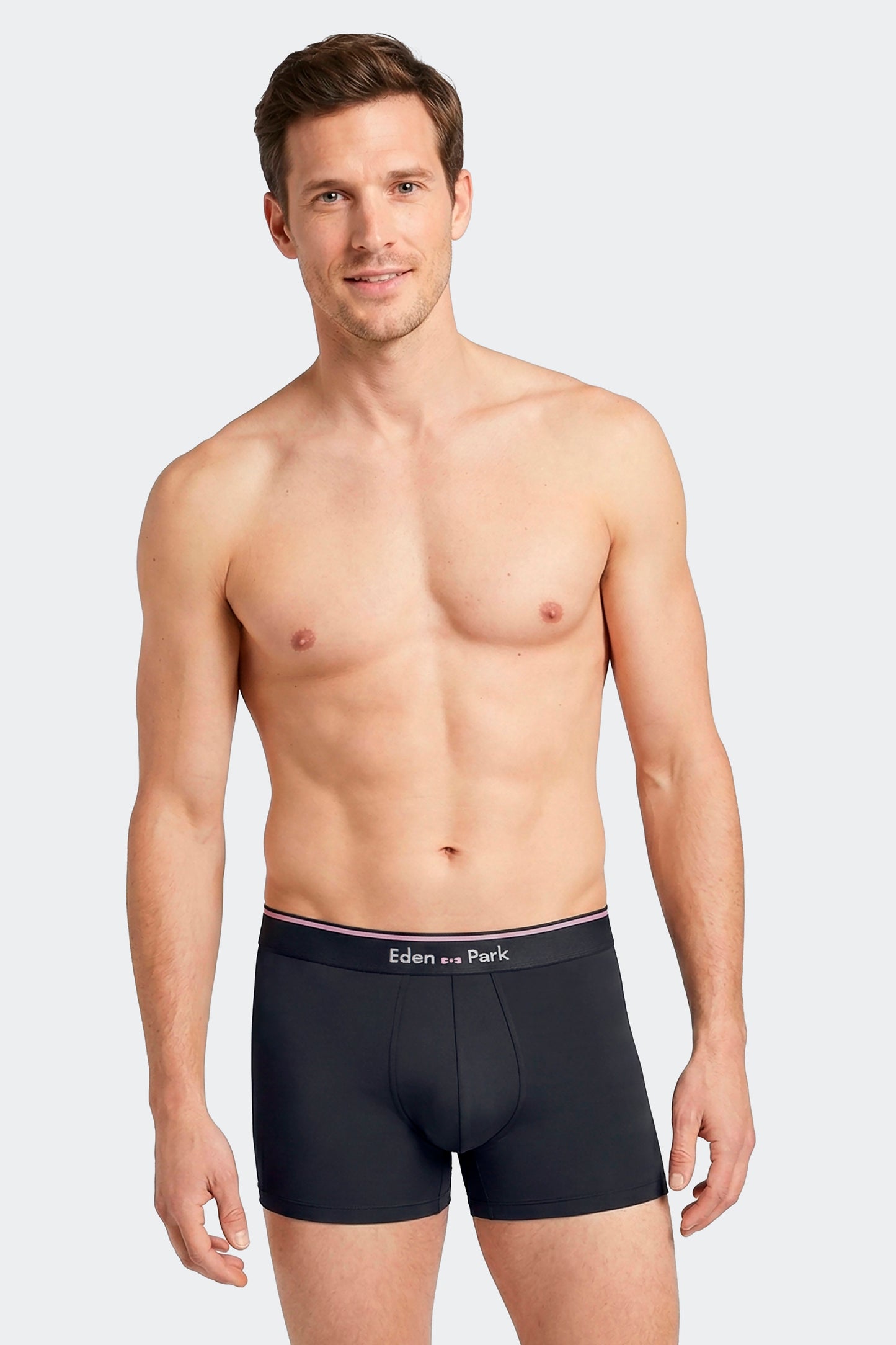 Lot de 2 boxers en jersey de coton stretch unis marine et rose