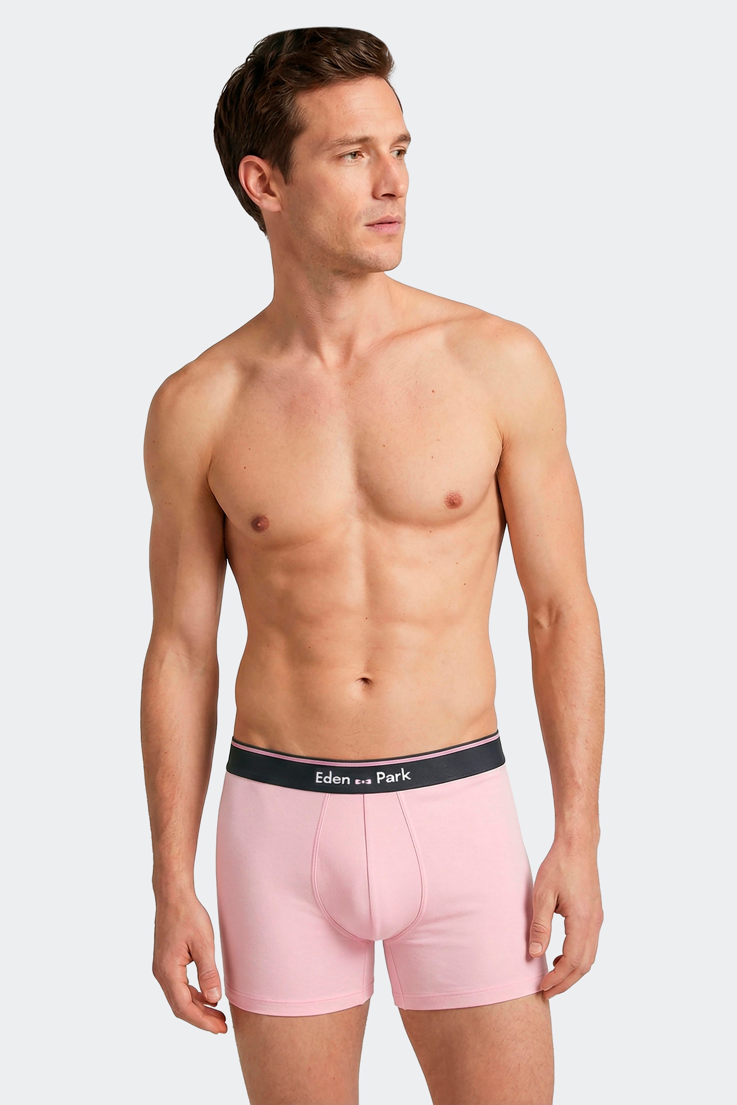 Lot de 2 boxers en jersey de coton stretch unis marine et rose
