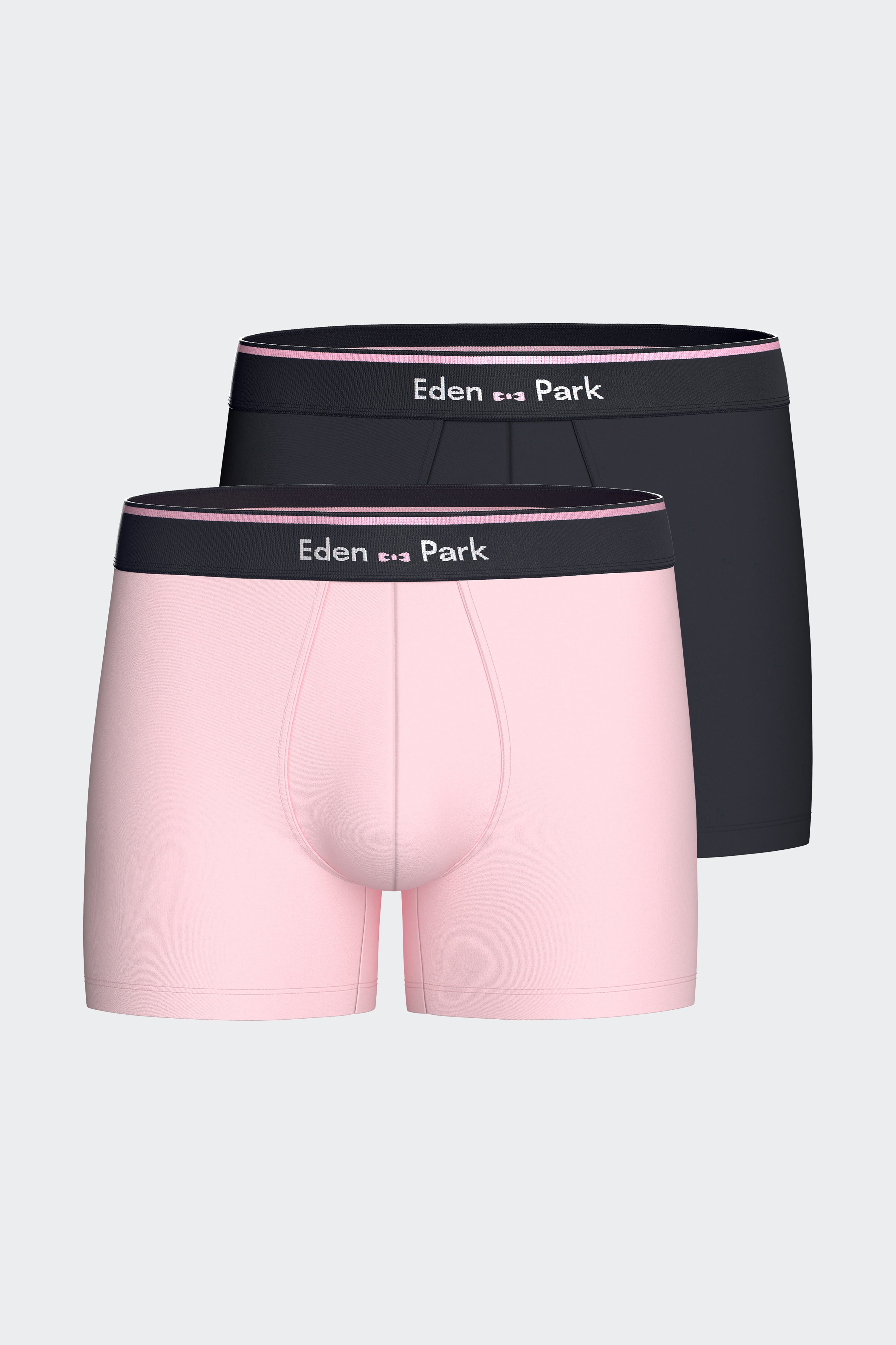 set of two boxers in cotton jersey stretch navy and pink 2