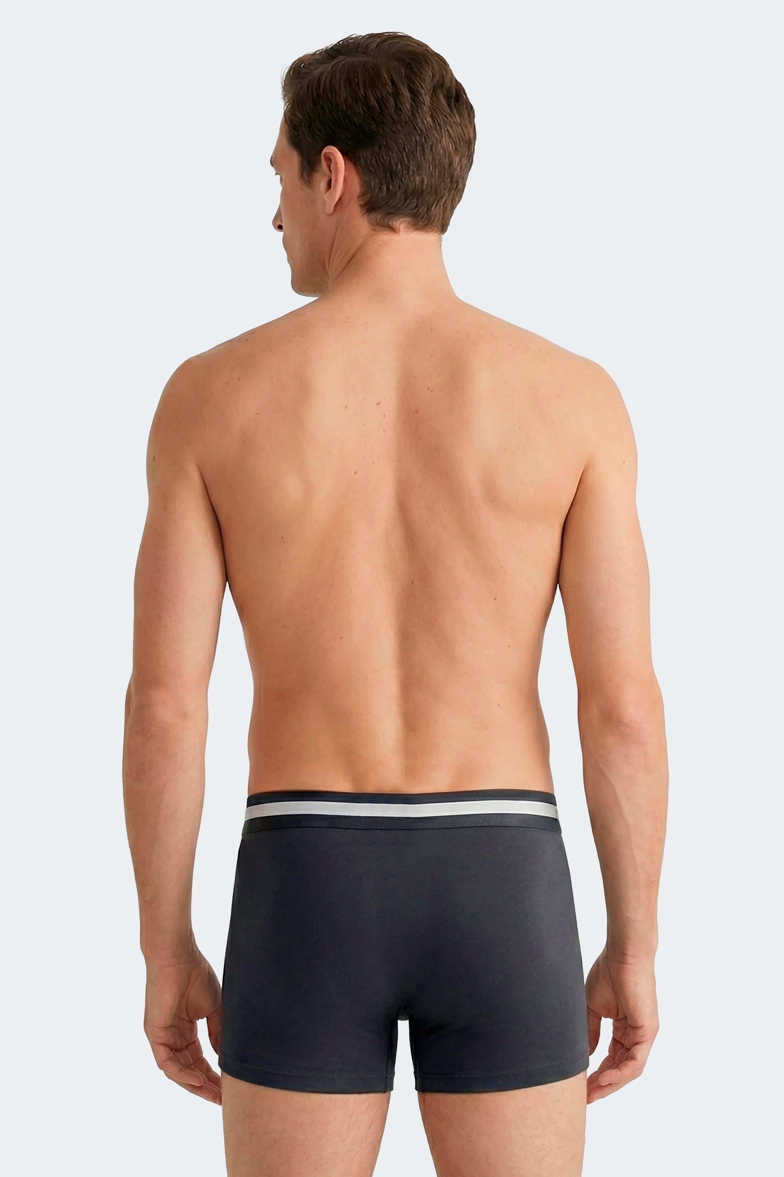 Lot de 2 boxers en jersey de coton stretch unis et imprimés marine et ciel