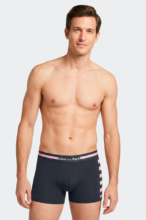 Lot de 2 boxers en jersey de coton stretch marine et rose - Image 2