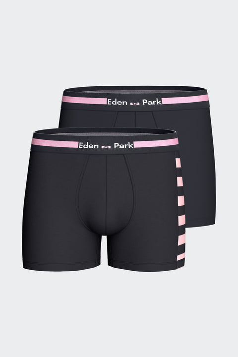 Lot de 2 boxers en jersey de coton stretch marine et rose - Image 1