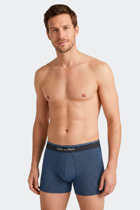 Lot de 2 boxers en jersey de coton stretch unis et imprimés marine - Image 2