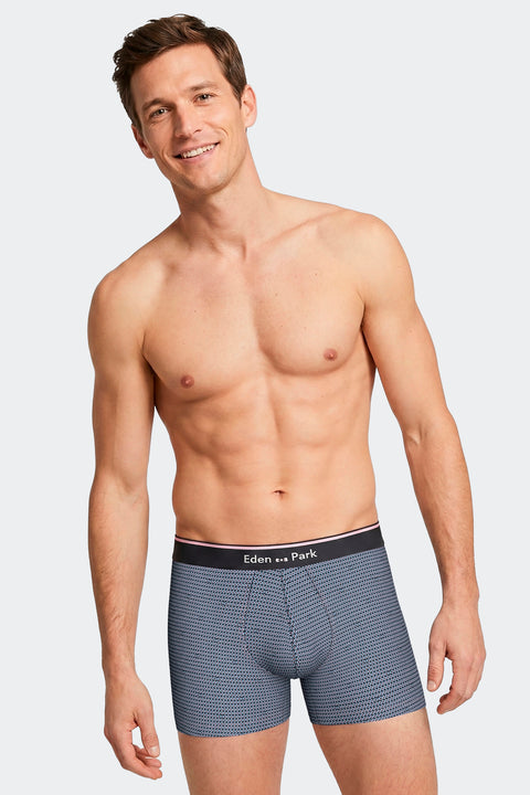 Lot de 2 boxers en jersey de coton stretch unis et imprimés bleu - Image 2