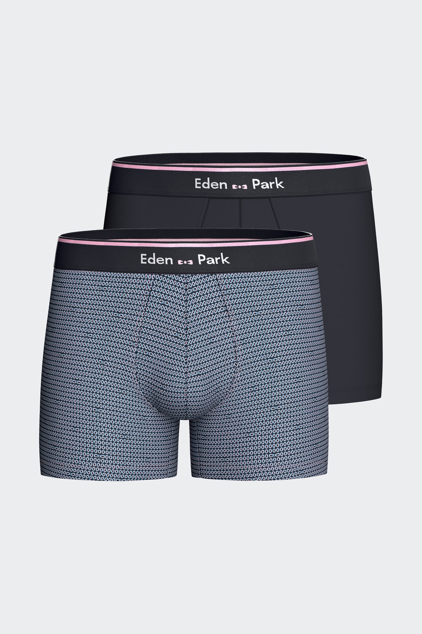 Lot de 2 boxers en jersey de coton stretch unis et imprimés bleu