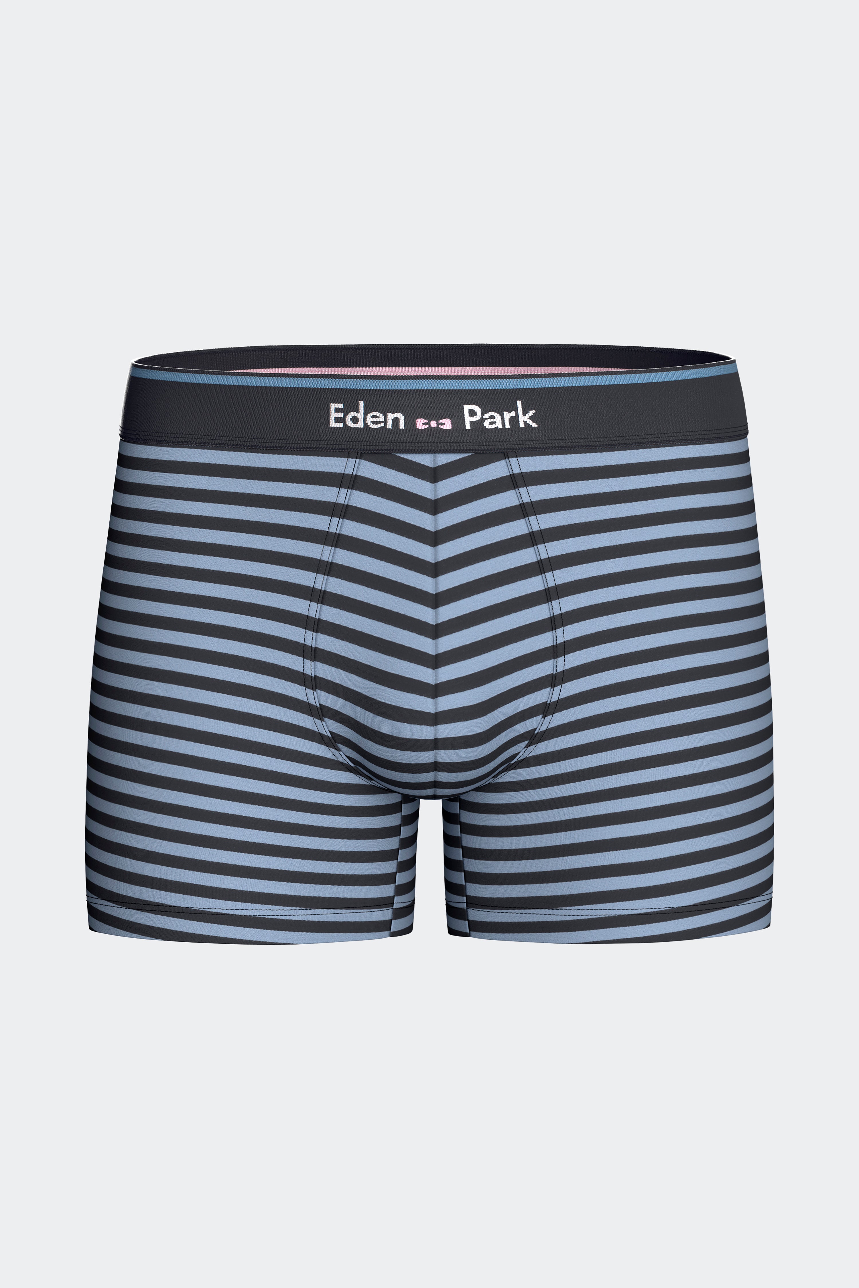 Lot de 2 boxers en jersey de coton stretch unis marine et rayures ciel