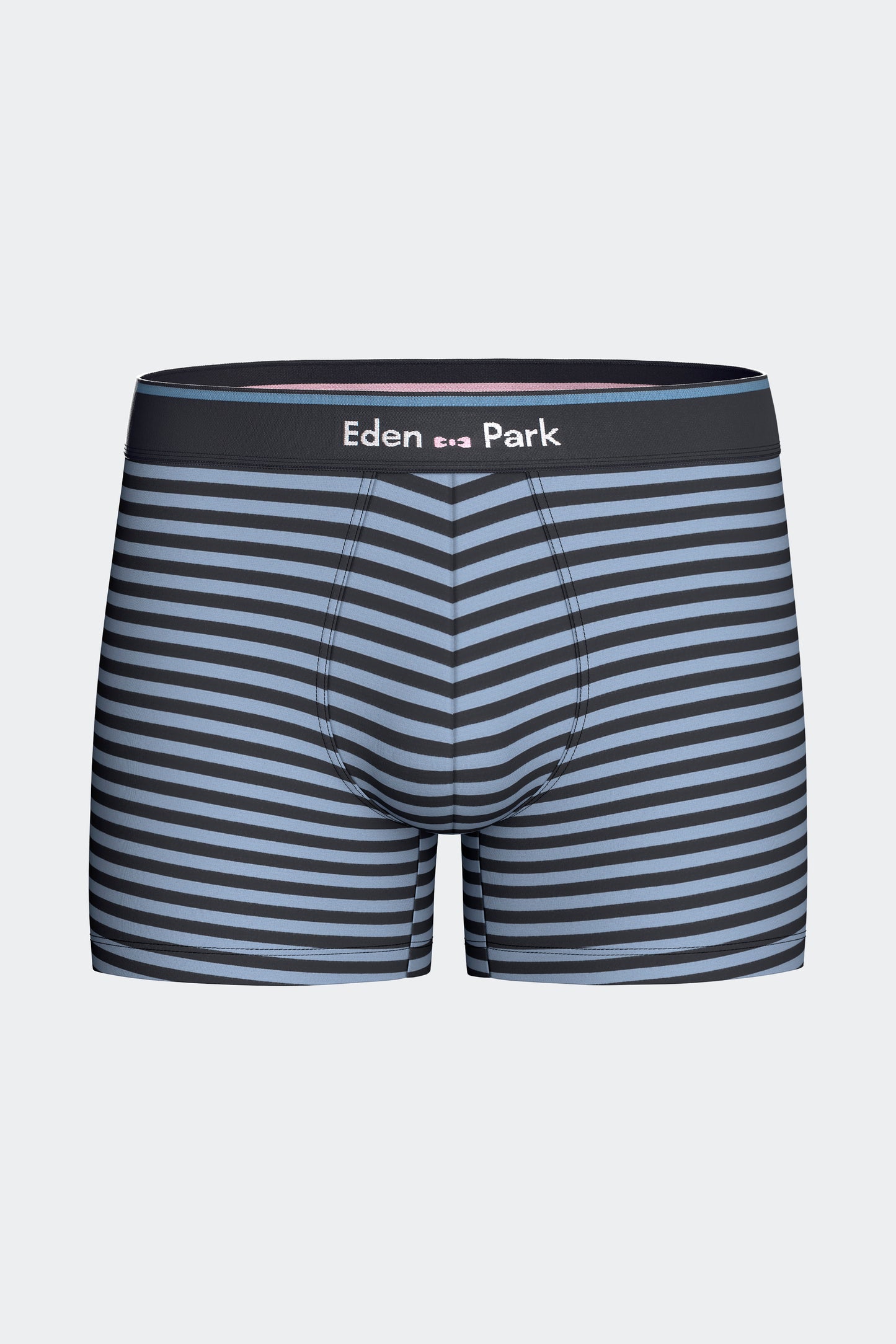 Lot de 2 boxers en jersey de coton stretch unis marine et rayures ciel