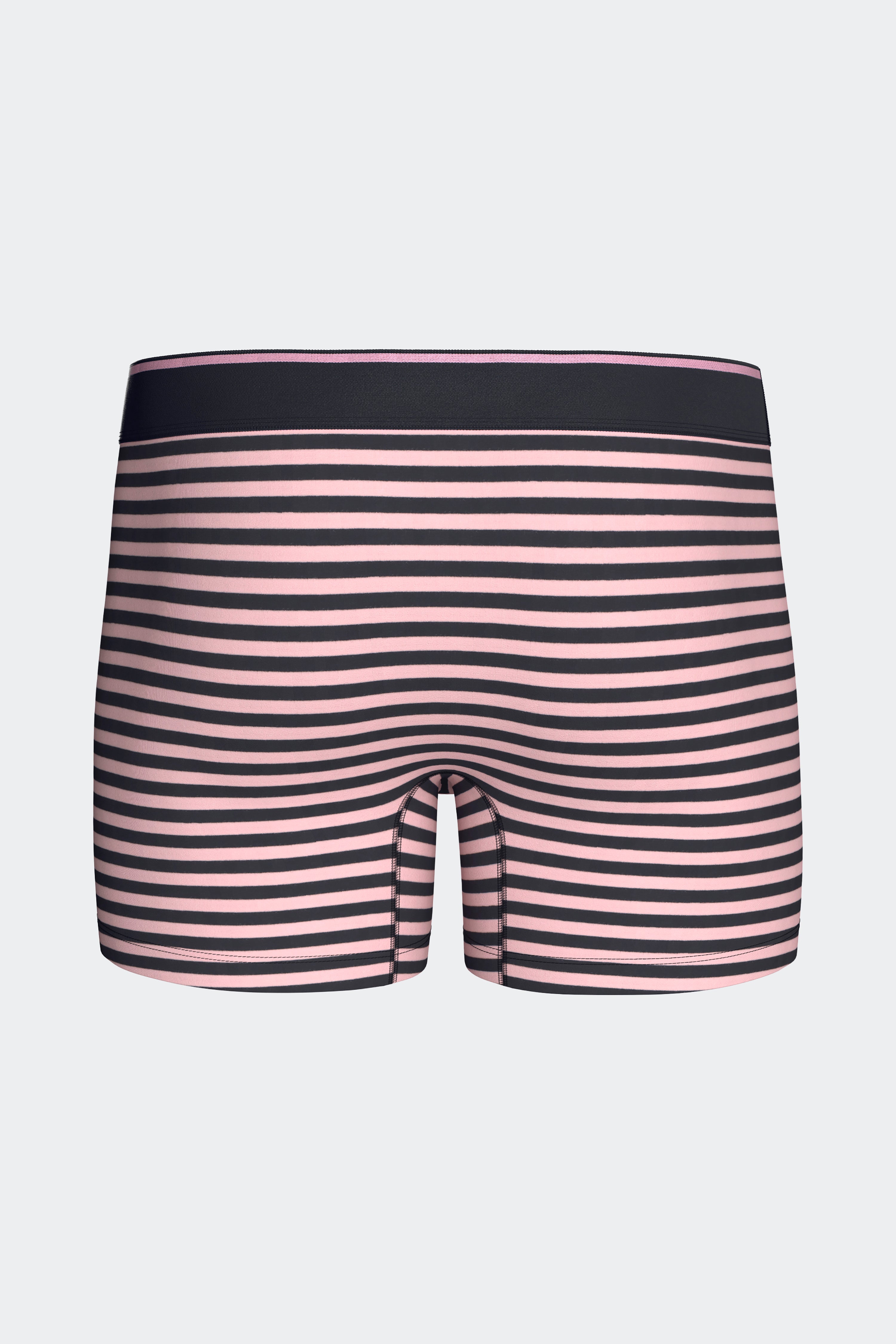 Lot de 2 boxers en jersey de coton stretch unis marine et rayures roses