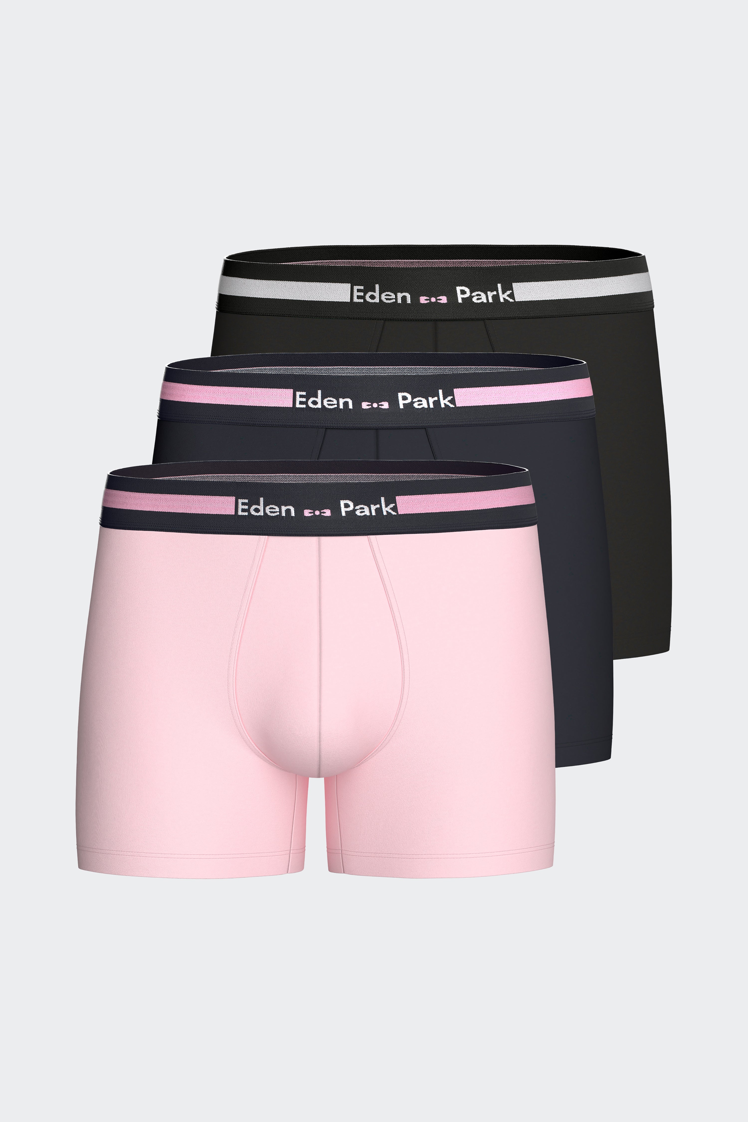 lote de dos boxers en jersey de algodón stretch azul marino y rosa 3