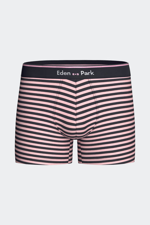 Lot de 3 boxers en jersey de coton stretch unis et rayés marine et rose - Image 3